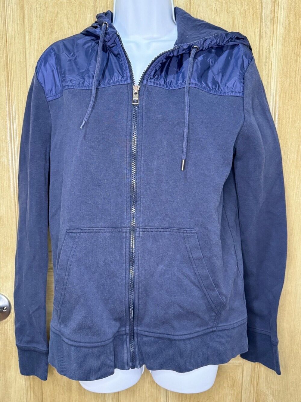 MICHAEL KORS Mens Zip Hoodie Jacket Navy Blue Cotton Poly size medium